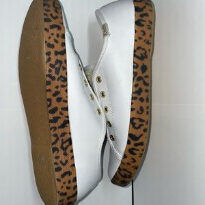 Keds White Leather w/ Leopard Sneaker Size 2Y